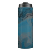 Blauw en Grijs Marmer Abstract Thermosbeker (Voorkant)