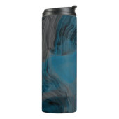 Blauw en Grijs Marmer Abstract Thermosbeker (Gedraaid links)