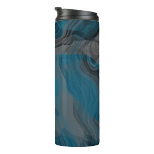 Blauw en Grijs Marmer Abstract Thermosbeker