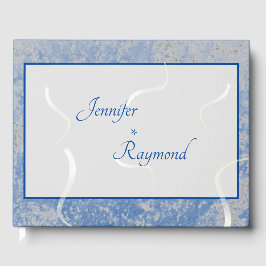 Blauw en grijs marmer monogramed Guest Book Gastenboek