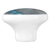 Blauw en grijs marmer textuur keramische knop (Zijkant)