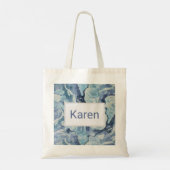 Blauw en grijs marmer Waterverf gepersonaliseerd Tote Bag (Achterkant)