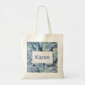 Blauw en grijs marmer Waterverf gepersonaliseerd Tote Bag (Voorkant)