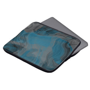 Blauw en grijs marmeren abstract laptop sleeve