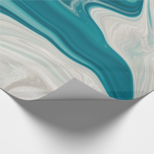 Blauw en grijs marmeren steen cadeaupapier (Hoek)