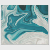 Blauw en grijs marmeren steen cadeaupapier (Vlak)