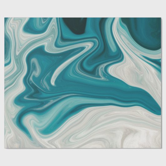 Blauw en grijs marmeren steen cadeaupapier (Vlak)