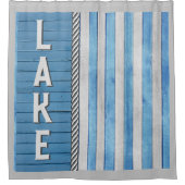 Blauw en grijs met Lake-thema Douchegordijn (Voorkant)