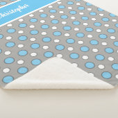 Blauw en grijs met poolpunten en naam sherpa deken (3/4)