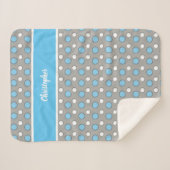 Blauw en grijs met poolpunten en naam sherpa deken (Voorkant (horizontaal))