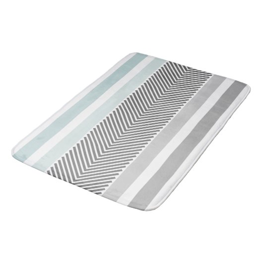 Blauw en grijs modern Abstract pijlpatroon Badmat (Gekanteld)