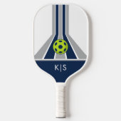 Blauw en Grijs| Modern Monogram  Pickleball Paddle (Voorkant)