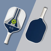 Blauw en Grijs| Modern Monogram  Pickleball Paddle