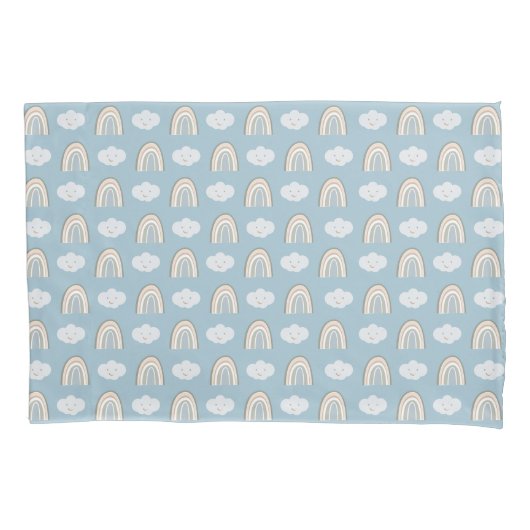 Blauw en Grijs Modern regenboog baby wolkenpatroon Kussensloop (Voorkant)
