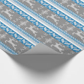 Blauw en grijs Noors Alpiene Deer Pattern Cadeaupapier (Hoek)