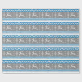 Blauw en grijs Noors Alpiene Deer Pattern Cadeaupapier (Vlak)
