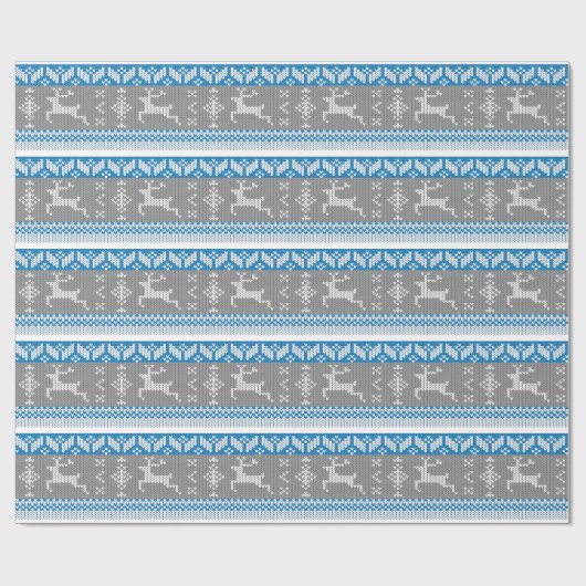 Blauw en grijs Noors Alpiene Deer Pattern Cadeaupapier (Vlak)