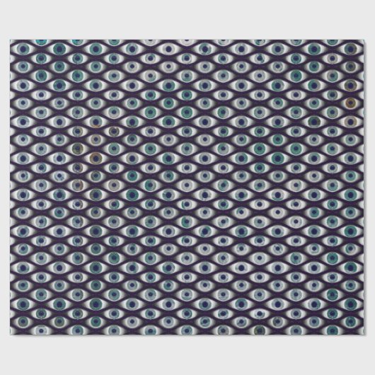 Blauw en grijs ogen patroon inpakpapier (Vlak)