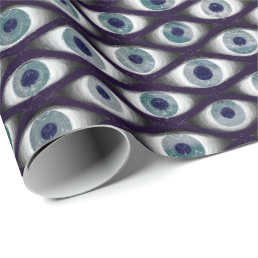Blauw en grijs ogen patroon inpakpapier (Rol Hoek)