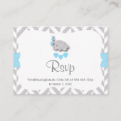 Blauw en grijs olifant Baby shower - RSVP Email Informatiekaartje (Voorkant)