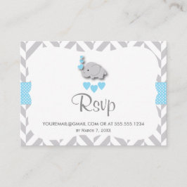 Blauw en grijs olifant Baby shower - RSVP Email Informatiekaartje