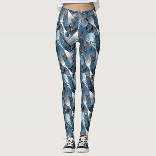 Blauw en grijs. Onttrekking. Leggings (Voorkant)