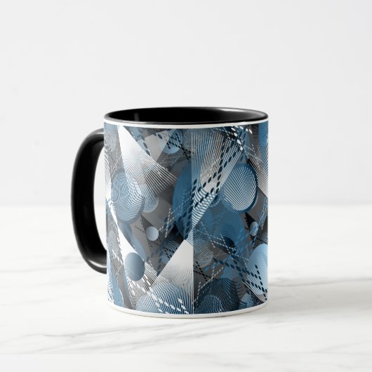 Blauw en grijs. Onttrekking. Mok (Voorkant links)