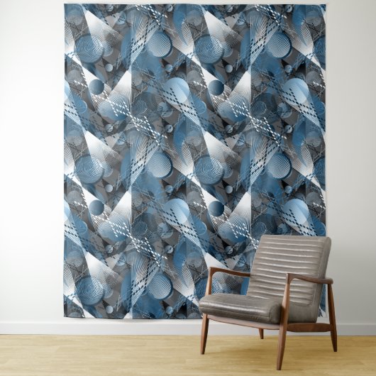 Blauw en grijs. Onttrekking. Wandkleed (In situ)