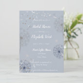 Blauw en Grijs Paardenbloem Puffs Vrijgezellenfees Kaart (Staand voorkant)