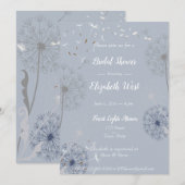 Blauw en Grijs Paardenbloem Puffs Vrijgezellenfees Kaart (Voorkant / Achterkant)