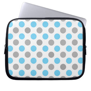 Blauw en grijs puntpatroon laptop sleeve