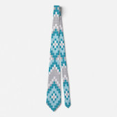 Blauw en grijs rond Aztec Pattern-Stropdas Stropdas (Voorkant)