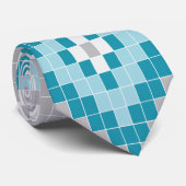 Blauw en grijs rond Aztec Pattern-Stropdas Stropdas (Opgerold)