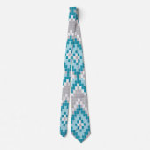 Blauw en grijs rond Aztec Pattern-Stropdas Stropdas (Achterkant)