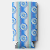 Blauw en grijs rond metaal seltzer blikjeskoeler (Achterkant)