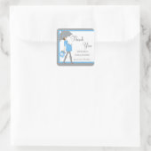 Blauw en grijs Shopper Baby shower Stickers (Tas)
