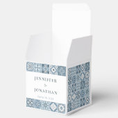Blauw en Grijs Spaans tegels Favor Box Bedankdoosjes (Geopend)