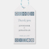 Blauw en grijs spaans tegels hart Gift Label Cadeaulabel (Voorkant)