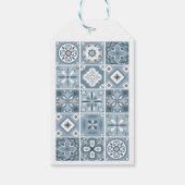 Blauw en grijs spaans tegels hart Gift Label Cadeaulabel (Achterkant)