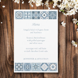 Blauw en grijs Spaans tegels menu