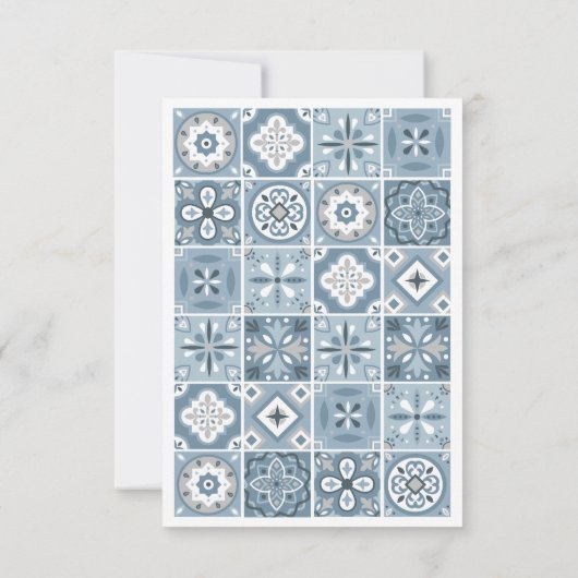 Blauw en grijs Spaans tegels menu (Achterkant)
