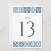 Blauw en grijs Spaans tegels tafelnummer (Voorkant)