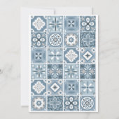 Blauw en grijs Spaans tegels uitnodiging (Achterkant)