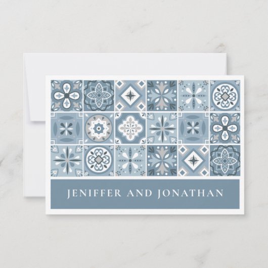 BLAUW EN GRIJS SPAANSE TEGELS BEHUIZING KAART (Achterkant)