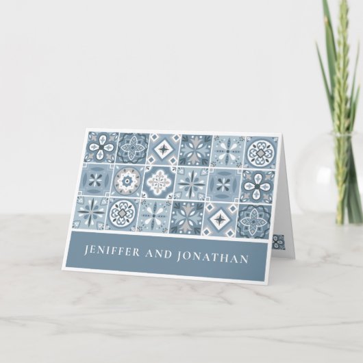 BLAUW EN GRIJS SPAANSE TEGELS DANK U KAART (Voorkant)