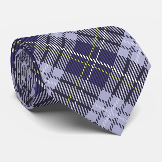 Blauw en grijs tartan-patroon stropdas (Opgerold)