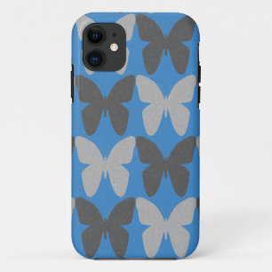 Blauw en grijs vlinderpatroon iPhone 11 hoesje