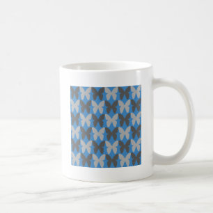 Blauw en grijs vlinderpatroon koffiemok