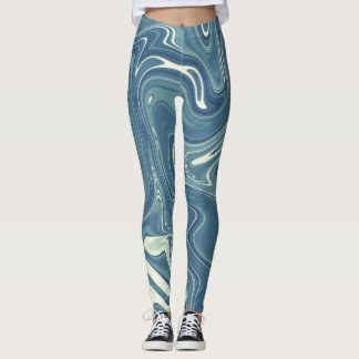 blauw en grijs vormontwerp van het kleurenpatroon leggings