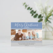 Blauw en grijs Vrolijk Kerstkaart (Staand voorkant)